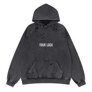 Sweat-shirt à capuche en coton 100% 400GSM, poids lourd, délavé à l'acide, sweat-shirt à capuche pour homme, pull d'hiver, prix de gros - Product Image 3