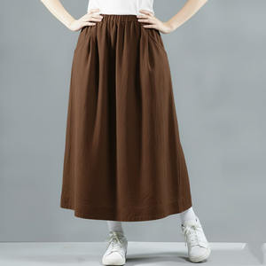 Jupe mi-longue décontractée pour femme, coupe ample, taille élastique, lavable, en spandex/polyester - Product Image 6