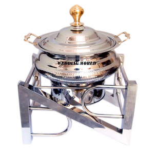 Plato de frotamiento de acero inoxidable brillante pulido hecho a mano diseñador plato de comida superventas diseñador nuevo calentador de alimentos - Product Image 1