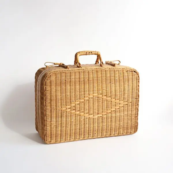 Brown rattan artesanal viagem mala mão transportar bagagem saco do Vietnã fornecedor OEM personalização fornecer