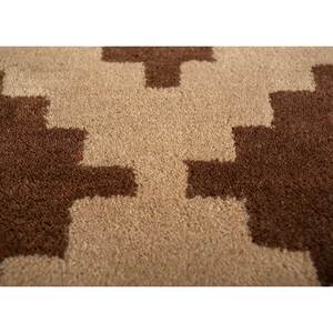 พรมขนสัตว์ทอมือลายเรขาคณิตสีเบจและสีน้ำตาล รุ่น Tac-7052(Md) สำหรับห้องนั่งเล่น ทางเข้าบ้าน และห้องนอน - Product Image 3