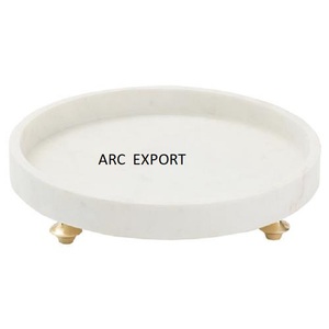 Top Selling White Marble <b>Decorative</b> Food <b>Tray</b> With Brass Handles Home Dinner Ware Table Food Dessert Server Ware <b>Tray</b> <b>for</b> Sale - Product Image 5