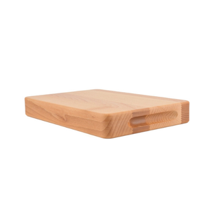 Tabla de cortar de madera de haya 30x20x4 cm, lijada, sin acabar, gruesa, con asas fresadas, venta al por mayor, con logo - Product Image 4