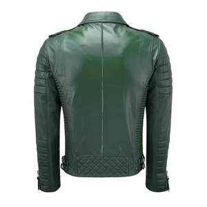 Chaqueta de motorista con cuello levantado de invierno informal para hombre en cuero de piel de cordero genuino negro con cierre de cremallera Tipo de suministro ODM - Product Image 6