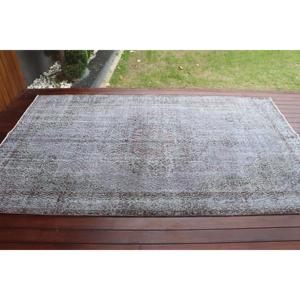 พรมตุรกีขนาดใหญ่ 5.5x9 ฟุต พรมขนสัตว์ลายจุดสีเทาวินเทจ - Product Image 3