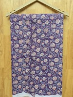 Tissu en coton imprimé à la main à motifs floraux violets, textile botanique indien fait main pour robe, Kurti, décoration intérieure