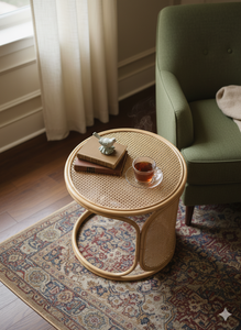 Tabouret et pouf de maison en rotin fait à la main écologique | Meubles au design traditionnel pour la chambre à coucher et l'école - Product Image 4