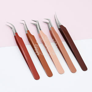 Premium Fiber Tip Eyelash Extension Tweezer Set Curved Classic Volume Straight Isolation Russian Lash Artist <b>Tool</b> - Product Image 1