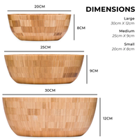 Ensemble de 3 bols à salade en bambou et ustensiles à salade Vaisselle naturelle Décoration écologique Vente en gros Produits vietnamiens