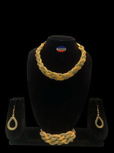 Ensemble de bijoux de mode en or vintage collier à maillons en maille large bracelet de style classique pour mariages anniversaires fiançailles - Product Image 4