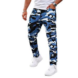Pantalones cargo para hombre al por mayor, pantalones cargo ajustados a la moda de camuflaje azul personalizados para hombre, pantalones cargo informales al por mayor - Product Image 3