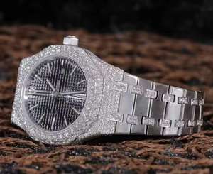 SEIKO Mechanical Wristwatch Glass Dial Analog Stainless Steel Band Moissanite Diamond 41mm Diameter-Unisex Luxury Fashion - Product Image 3