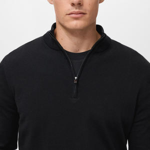 Pull pour homme de haute qualité, sur mesure, uni, avec fermeture éclair quart, coupe ajustée, décontracté, respirant, lourd et chaud - Product Image 3