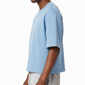 Custom Boxy Tee Shirt Streetwear Oversize Blank <b>Cropped</b> <b>Top</b> Heavyweight 100% Cotton Drop Shoulder <b>Men's</b> Silk Screen Printing - Product Image 3