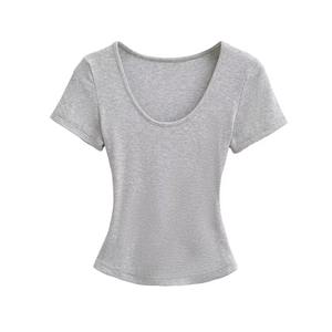 Camiseta corta con hombros descubiertos para mujer, tela elástica suave, ajustada, cuello en U, ropa de discoteca de moda y estilo callejero de verano 2025 - Product Image 4