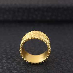 New Arrival Boho Flower Band <b>Ring</b> Tribal Brass <b>Rings</b> Women 18k Gold Plated Floral Wide <b>Statement</b> Band <b>Ring</b> for Wholesale/OEM - Product Image 4