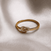 Bague en zircon à nœud infini en gros personnalisée en vrac, plaquée or S925, bijoux de couple