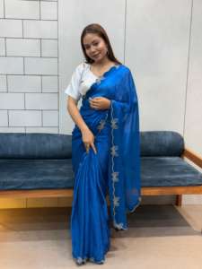 Nouveau lancement papillon travail à la main panneau riz espace soie doux saree fête porter - Product Image 2