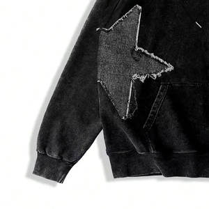 Vêtements décontractés Sweat à capuche avec patch de détresse pour hommes avec logo personnalisé/Top tendance Sweat à capuche avec patch de détresse pour hommes à vendre - Product Image 5