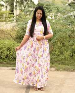 <span class=keywords><strong>Georgette</strong></span> Giả Với Áo Choàng Xếp Li In Họa Tiết Có Vẻ Đáng Yêu Đối Với Trang Phục Dự Tiệc Cho Nữ Trang Phục Thường Ngày - Product Image 2