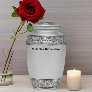 Urne funéraire classique blanche en cendres, urne de souvenir, fabricant, couleurs personnalisées, gravure florale, urnes funéraires de haute qualité, pot de sépulture - Product Image 6