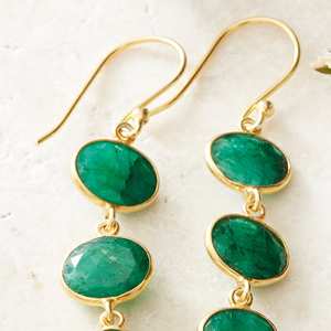 Fashion Elegant Classic Emerald Vintage 925 Silver Earing Natural Smooth Quality Earing <b>Gift</b> for Ladies <b>Wedding</b> Parties - Product Image 2