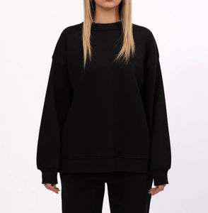 Venta al por mayor Fabricación Mujeres Invierno Streetwear Sweatsuit Pullover Sólido 100% Algodón Fleece Transpirable Personalizado Logo Impresión - Product Image 5