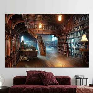 Obra de arte moderna impresa en lienzo: elegante regalo para amantes de los libros, lienzo envuelto - Product Image 1