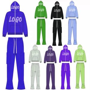 Pantalon cargo empilé à fermeture éclair intégrale pour homme, taille plus, survêtement de jogging personnalisable en 2 pièces - Product Image 6