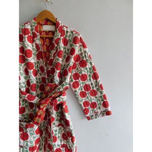 เสื้อคลุมอาบน้ำกิโมโนผ้าฝ้าย100% พิมพ์ลายดอกไม้ชุดยาวแขนยาวผ้าทอแขนยาวสำหรับฤดูหนาวฤดูร้อนฤดูใบไม้ร่วง - Product Image 5