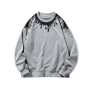 Sudadera Extra Grande de Invierno con Cuello Redondo, Estampado Digital Bordado y Acabado Teñido Liso - Product Image 1