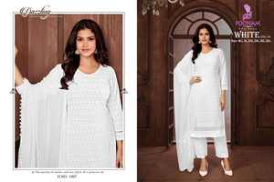 Latest Style Indian Look Pure Rayon Chikankari <b>Kurti</b> With Cotton Slub Pant & Nazneen Dupatta for Girls Wholesale by Export - Product Image 3