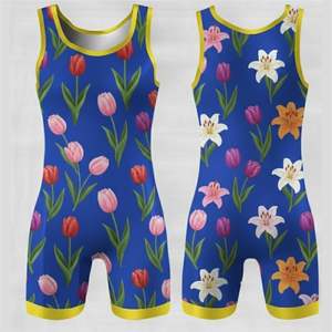 Sublimation Custom Wrestling Singlets for Men & Youth Adults Polyester + Spandex Strapless <b>Snap</b> Closure Breathable OEM Gear - Product Image 1