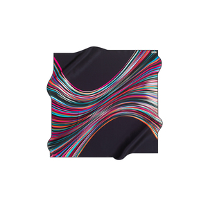 Black Silk Square Striped Scarf-Custom Design Polyester Cotton Wool Blend - Product Image 1