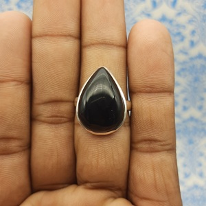 แหวนช่างฝีมือโอนิกซ์สีดำเงิน925แข็งแหวนเงินหนาเครื่องประดับเงินเนื้อละเอียดจากอินเดีย - Product Image 6