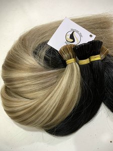 Extensions de cheveux humains européens à pointe plate en kératine, cheveux vierges à cuticules alignées, en gros - Product Image 2