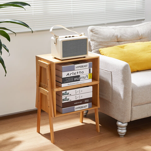 Linaege Corporation โต๊ะท้ายห้องรับแขก, โต๊ะข้างเตียงห้องนอนซ้อนกันได้ไม้ไผ่สองแพ็คสำหรับการศึกษาพื้นที่ขนาดเล็ก - Product Image 5