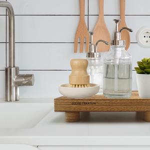 Plateau rehausseur en bois rustique pour exposer et servir un piédestal de style ferme fait à la main pour la cuisine, la salle de bain ou la décoration de table - Product Image 2