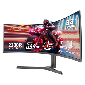 Moniteur de jeu incurvé sans cadre ultra-large de 38 pouces 21:9 144 Hz 1 ms <span class=keywords><strong>LED</strong></span>/LCD Écran d'ordinateur avec support réglable et relevable - Product Image 1
