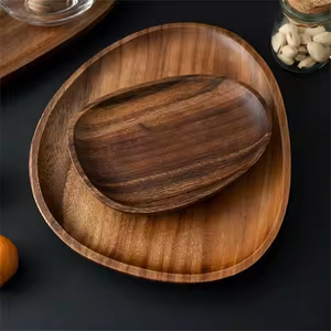 Platos creativos de madera de acacia de alta calidad para vajilla y vajilla Plato de madera con forma y tamaño personalizados de Crescent Crafts - Product Image 5