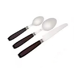 ชุดภาชนะอาหารสเตนเลสสตีลที่มีด้ามจับสีน้ำตาลรวมทั้งช้อนเสร็จกระจกสำหรับงานเลี้ยง - Product Image 3