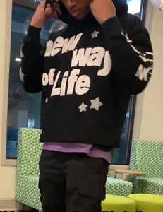 Patchs de broderie en détresse pull à capuche hommes vêtements de rue sweats à capuche Logo rugueux personnalisé sweats à capuche en coton - Product Image 4