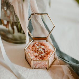 Nouveau traditionnel exclusif moderne nouveau hexagone en laiton et verre bijoux affichage organisateur boîte transparente anneaux Bracelet doré organisateur - Product Image 4