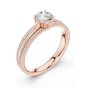 Anillo de Diamante de Laboratorio Redondo Brillante de 0.946 CT para Mujer, Claridad VVS-VS EF, Oro de 18KT, 14KT, 10KT y Plata 925, Rosa, Amarillo - Product Image 4