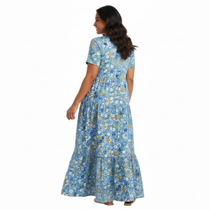 Robe longue élégante bohème à imprimé floral pour femme Unity Luxure, avec poches, décontractée, ample, manches courtes, été - Product Image 2