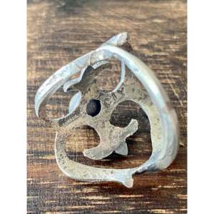 Tonya Yazzie Kingman Turquoise & Platinum <b>Ring</b> with Bezel Setting <b>Boho</b> Style Size 10.75 for Everyday Wear Vermeil Plating - Product Image 5