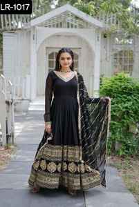 Vêtements traditionnels indiens les plus belles femmes vêtements de mariage Faux floraison avec paillettes brodées multi paillettes robes de travail - Product Image 2