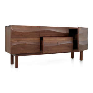 Aparador Moderno Jessica con 3 Puertas Hecho de Madera de Teca Sólida de Alta Calidad con Acabado en Nogal para Uso en Interiores de Sala de Estar. - Product Image 3