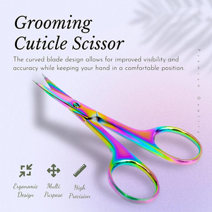กรรไกรตัดเล็บเคลือบสีรุ้งไทเทเนียม สำหรับร้านเสริมสวยและใช้ในบ้าน ด้ามจับตามหลักสรีรศาสตร์และคมกริบแบบรัสเซียที่ใช้งานได้ยาวนาน - Product Image 3
