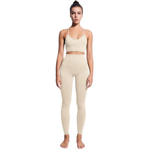 Ensemble de vêtements de sport d'hiver personnalisés pour femmes, tenue de sport athlétique, soutien-gorge de yoga à séchage rapide, leggings de sport, taille plus, fitness - Product Image 1